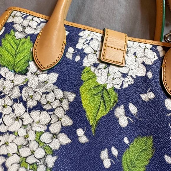 Dooney & Bourke Blue and White Hydrangea Floral Print Bag - Picture 9 of 16